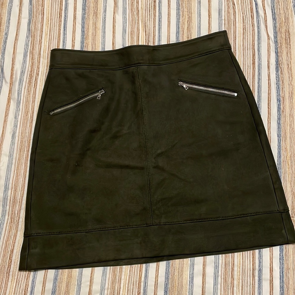 LOFT Green Suede Mini Skirt